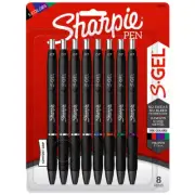 8 x Sharpie S·Gel Retractable Gel Pen 0.7mm Medium Black Blue Red Green Purple