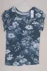 Loft Floral Flutter Sleeve Tee Top - XSP Island Teal White #503339
