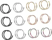[Healeved] 12pcs Spiral Nose Rings Hoops for Nose Piercings Lightweight Colorful Decorative Jewelry present Occasion