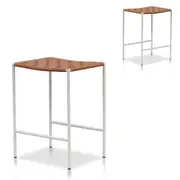 Set of 2 - Anika White Frame Bar stool - Tan