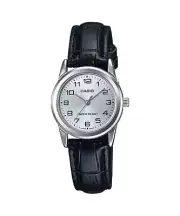 Casio Ladies Watch LTP-V001L-7B Stainless Steel Case Leather Band Japan Movement