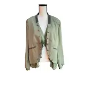 Sundance Carolina Ruffle Jacket in Chive Green Women's Size 2XL NWT