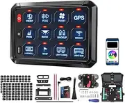 RGB 12 Gang Switch Panel with App Control, Backlit Off 5 Level Dimmable, High Power Multifunction Toggle Switch, Momentary Circuit Control Relay System Box for Truck Offroad Car