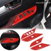 4PCS Red Interior Glass Lifting Frame Cover Trim For Toyota Hilux 2015-2021