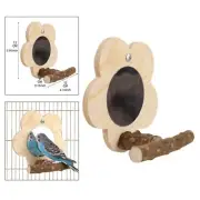 Wooden Parrot Mirror Toy Bird Cage Perches Mirror Chewing Toy Puzzle Toy Bird