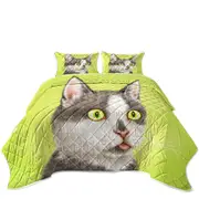 Yearning Grey Kitty Cat Coverlet
