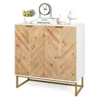 Sideboard Buffet Cabinet 2-Door Accent Storage Cabinet w/ Shelf & Metal Legs