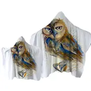 Art Drawing Sophisticated Owl Towel with Hood