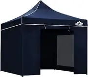 [Instahut] 3x3M Gazebo, Pop Up Camping Tent Marquee Folding Navy Gazebos Garden Outdoor Wedding Party Canopy Patio Carport, Water Resistant and UV Removable Sidewalls Carry Bag
