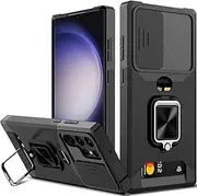 for Samsung Galaxy S23 Ultra Case, Areaphmet Galaxy S23 Ultra Case with [Card Holder] and Camera Cover with Built-in 360° Rotate Ring Stand Magnetic Magnet Phone Cover Case for S23 Ultra 6.8"