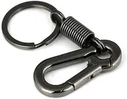 Maycom Retro Style Simple Strong Carabiner Shape Keychain Key Chain Ring Keyring Keyfob Key Fob Holder (Polished Silver)