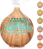 [Bigqin] Essential Oil Diffuser, Ultrasonic Aromatherapy Scented Diffuser Humidifier with 7 LED Color Lights Aroma Diffuser for Spa Bedroom, Light Brown