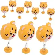 Mikinona Animal Figure Ornament Set 10pcs Cartoon Tiger Bobbleheads for Desk Home Motorcycle Scooter Helmet Decor