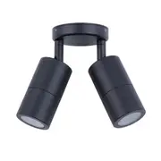 Pillar Light Double Adjustable 12V MR16 Black IP65 Round Back Plate