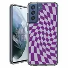 For Samsung Galaxy S20 S21 S23 S24 FE 5g TPU Case+Glass(Twist Checker Purple)