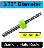 3/32" Router Bit Carbide 1/8" Shank Diamond Flutes 1 Pc. CNC G10 FR4 PCB R139