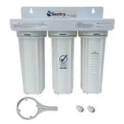 Triple Under Sink Housing Water Filter Housings + QF + SPANNER + NO FILTERS US-3