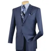 VINCI Men's Blue Textured Weave 2-Button Classic-Fit Suit - NEW