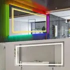 Multi-Size RGB Led Dual Illuminated Bathroom Mirrors Anti-fog Vanity Makeup IP65