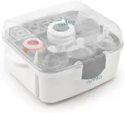 Nuvita 1085 | Bottle Steriliser | Microwave Steam Sterilisers Compact 10.30'' | Fit All Microwaves and Baby Bottles Sizes | Anti-Burning Handles | Top Compartment Small Parts | BPA Free | EU Brand