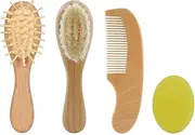 Baby Comb Registry - Wooden Bristles Brushes Comb Set | Baby Bath Brush Comb Set | Wood Bristle Brush | Comb Bath Hair Brush Set | Baby Brush Set for, Toddler Cradle Cap Brush Perfect Baby Reg