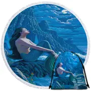 Serenity Coastal Cliffs Mermaid Round Beach Towel