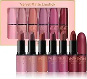 RoseFlower Lipsticks Set, 6 Colors Matte Lipstick with Gift box, Velvet Red Lipstick Kit Nude Lipstick Long Lasting, Waterproof Lip Tint Makeup Set Kit Professional Lip Makeup for Women