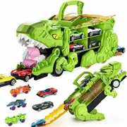Transforms Car Toys for Kids, Tyrannosaurus Rex Cars Carrier Truck with 12 Mini Cars for Ages 3 4 5 6 7 8 Boys Children