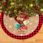 Xmas Tree Skirt Red Black Buffalo Plaid Edge Rustic Rustic Vintage for Christmas