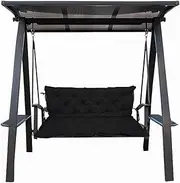 SEDOXX Outdoor Indoor Bench Cushion Waterproof Swing Seat Cushion with Backrest Canopy Patio Hammock Furniture Cushion Replacement Cushion for Courtyard Garden Porch,120x100x10cm,Black