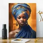 Framed Canvas Vibrant Blue & Golden Woman Wall Art - Perfect for Living Room