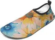 [BTCOWZRV] Water Shoes for Women Men Watercolor Floral Pattern Water Sports Shoes Slip-on Breathable Lightweight Athletic Aqua Sock