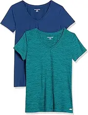 Amazon Essentials Women's Tech Stretch Short-Sleeve V-Neck T-Shirt (Available in Plus Size)