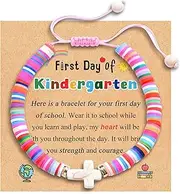 Leyung First Day of Kindergarten School Bracelet, Preschool Graduation Gifts for Girls, Back to School Graduation Cross Bracelet for Daughter Granddaughter Niece