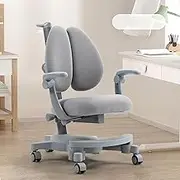 Children's Desk Chair with Wheels Children's Task Chair with Adjustable Armrests and Footrests for Learning to Read Children's Study Chair 360° Swivel Chair for Boys and Girls (Color : Gray)