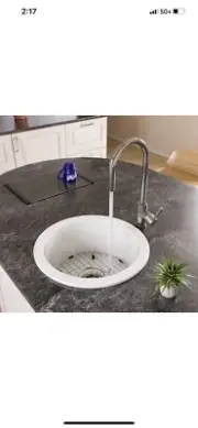 Signature Hardware 19" Derin Prep Sink Fire Clay Round Basin Bar sink Farmhouse