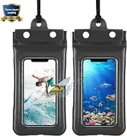 Waterproof Phone Pouch Floating Phone Dry Bag Waterproof Cellphone Case Up to 7" with Lanyard for iPhone 14 13 12 11 Pro MAX/XS/XS MAX/XR/X Samsung Galaxy S22/S21/S10 Pixel/OnePlus (Black+Black)