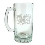 Welsh Dragon 16oz Beer Stein - Free Personalized Engraving, Glass Mug