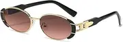 [HDUBFY] Oval Sunglasses Men Women Gradients Lens Metal Hinge Sun Glasses UV400
