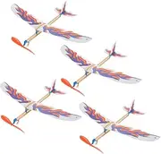 LRXIYODE 4pcs Flying Glider Plane: Rubberband Airplane Kits Windup Copter Model Toys for Kids Boys and Girls Party Favors Creative Fun