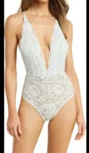 HAH by Free People Comin In HAHt White Lace Bodysuit NWT Size Medium