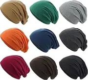 [Qearl] 9 Packs Slouchy Beanie Hat for Men Winter Warm Hats for Women Running Beanies Sleep Hats Skull Cap Multi, Multi