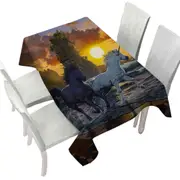 Legendary Beach Unicorns in Sunset Tablecloth