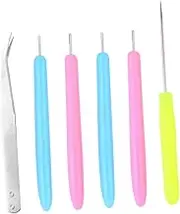Sturdy Paper Quilling Kit 6pcs Rolling Pens Piercer Tweezer for Art Paper Crafting Random Color