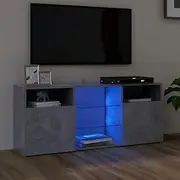 TV Unit Entertainment Unit TV Cabinet Console Table Media Stand with Open Shelves und Doors, Living Room Storage Shelf Home Organiser with LED Lights Concrete Grey 120x30x50 cm