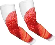 [FHEDVBN] Fresh Strawberry Arm Sleeves Compression Arm Covers for Men Women Outdoor Sun Sleeves Cooling Sports Sleeve, Black