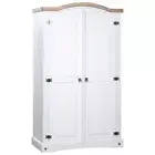 Wooden Wardrobe Mexican Corona Style 2 Door Closet Clothes Cabinet Armoire White