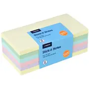 J.Burrows Stick-It Notes Pastel 76x76mm 12 Pack