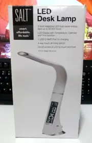 Bed Bath Beyond USB Modern Contemporary Eco Efficient White LED Desk Lamp NEW
