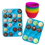 Amison Silicone Muffin Tray Cupcake Baking Pan Set, 12 Cup Muffin Tin/24 Cup